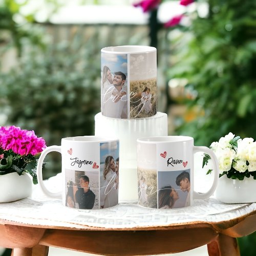Personalized Custom photo collage Love script Coffee Mug