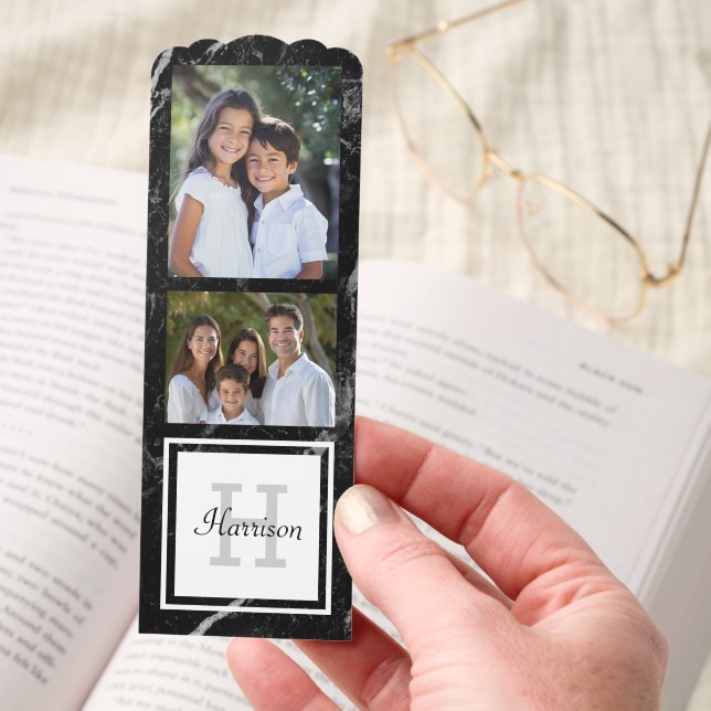 Personalized Custom Photo Collage Monogrammed Gift Bookmarks (Hand)