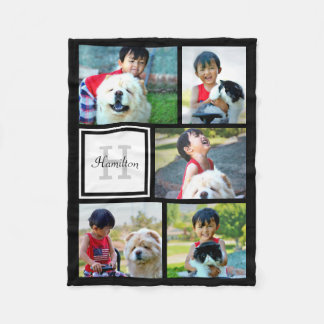 Personalized Custom Photo Collage Monogrammed Gift Fleece Blanket
