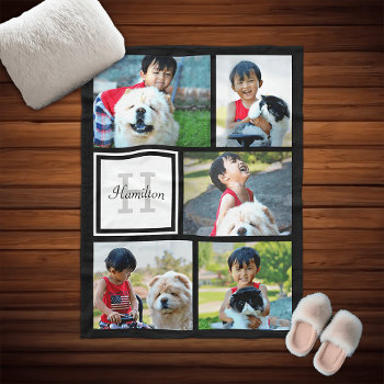 Personalized Custom Photo Collage Monogrammed Gift Fleece Blanket by cutencomfy at Zazzle