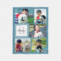 Personalized Custom Photo Collage Monogrammed Gift Fleece Blanket