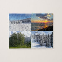 Personalized Custom Photo Collage with Four Photos Jigsaw Puzzle