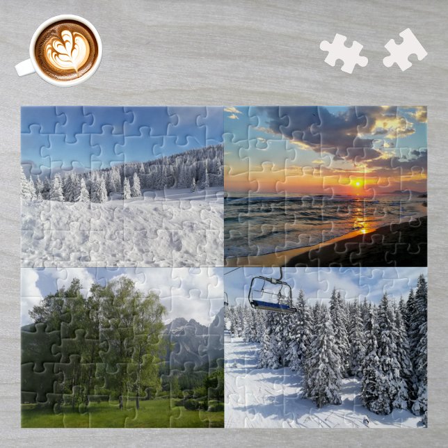 Personalized Custom Photo Collage with Four Photos Jigsaw Puzzle (Creator Uploaded)