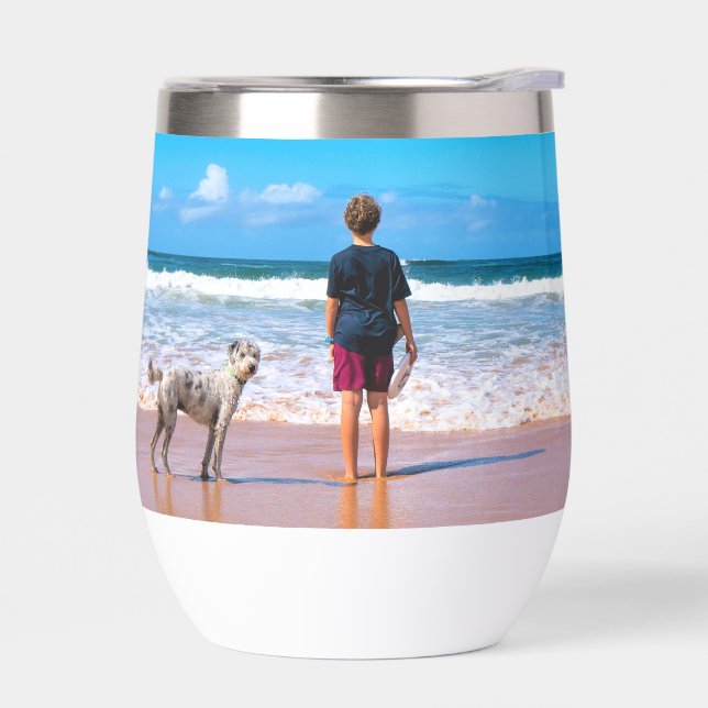 Personalized Custom Photo Design Your Own Thermal Wine Tumbler (Left)