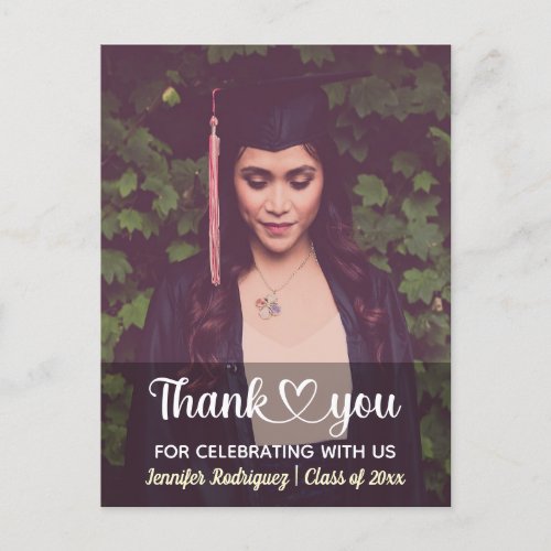 Personalized Custom Photo Graduation Thank You Postcard