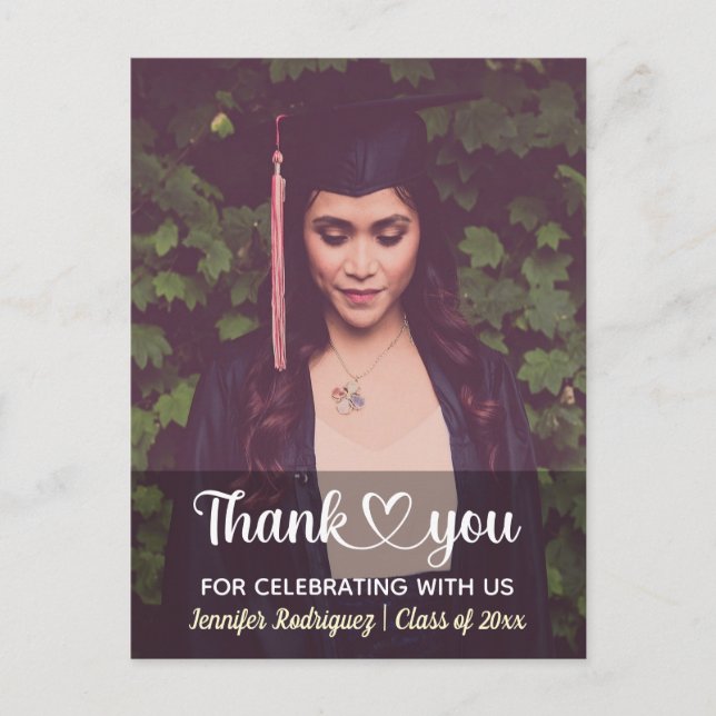 Personalized Custom Photo Graduation Thank You Postcard (Front)