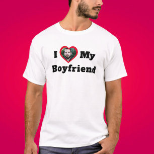 Personalized Custom Photo I Love My Boyfriend T-Shirt