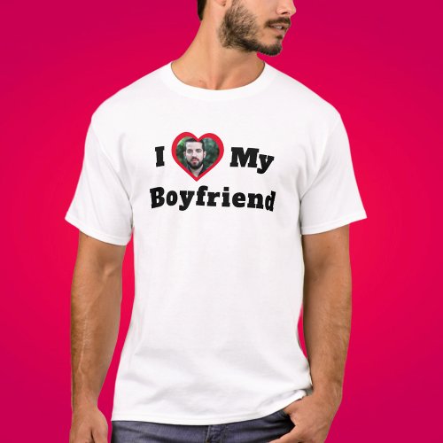 Personalized Custom Photo I Love My Boyfriend T_Shirt