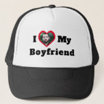 Personalized Custom Photo I Love My Boyfriend Trucker Hat<br><div class="desc">A blossoming romance. A happy couple. Personalized Custom Photo I Love My Boyfriend. A cool awesome design for a boyfriend or girlfriend to celebrate their relationship and publicly declare their love for their partner and significant other. The romantic design can be given as a gift for Valentine’s Day, anniversary, birthday...</div>