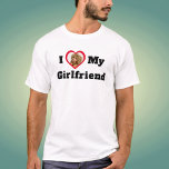 Personalized Custom Photo I Love My Girlfriend T-Shirt<br><div class="desc">A blossoming romance. A happy couple. Personalized Custom Photo I Love My Girlfriend. A cool awesome design for a boyfriend or girlfriend to celebrate their relationship and publicly declare their love for their partner and significant other. The romantic design can be given as a gift for Valentine’s Day, anniversary, birthday...</div>