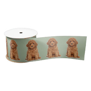 Personalized Custom photo image laurel green Satin Ribbon