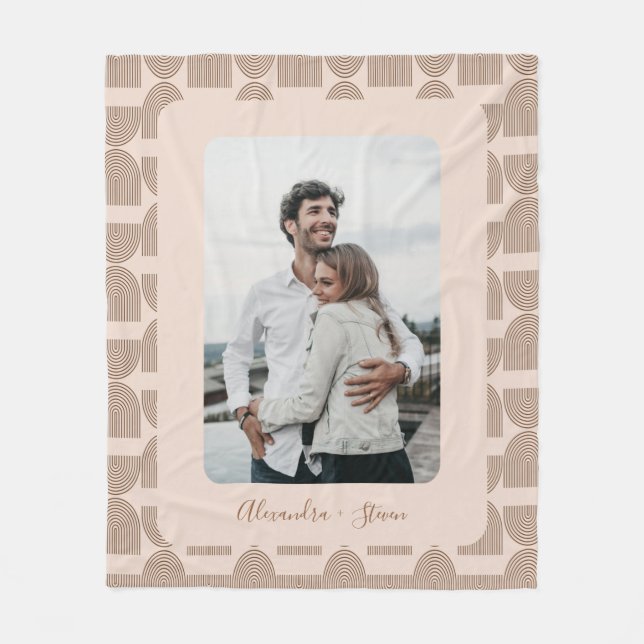 Personalized Custom Photo Keepsake Earthy Pattern Fleece Blanket (Front)
