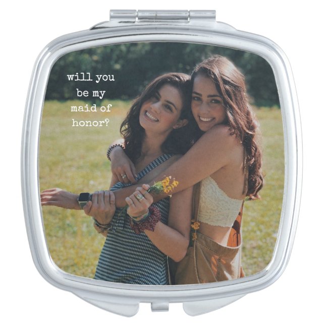 Personalized Custom Photo Maid of Honor Proposal Compact Mirror (Front)