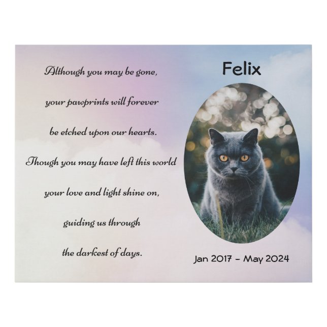 Personalized Custom Photo memorial Pet Dog Cat Faux Canvas Print (Front)