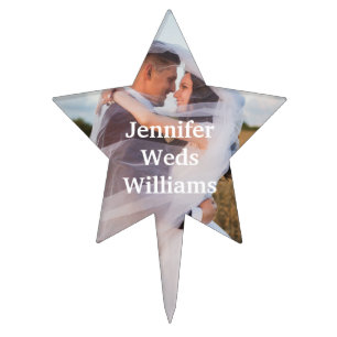 Personalized Custom Photo Name Wedding couple Cake Topper