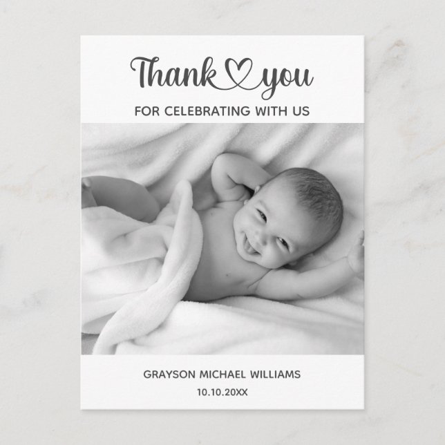 Personalized Custom Photo Newborn Baby Thank You Postcard (Front)