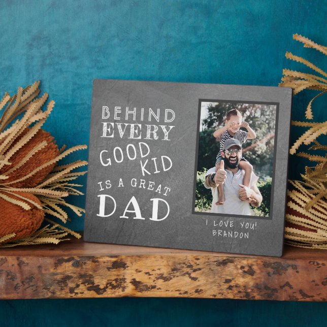 Personalized Custom Photo Of Great Dad Or Mom Plaque (Side)