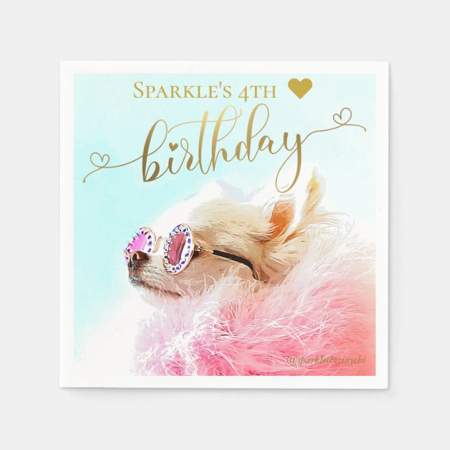 Personalized Custom Photo Puppy Dog Birthday Party Napkins (Front)