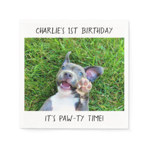 Personalized Custom Photo Puppy Dog Birthday Party Napkins
