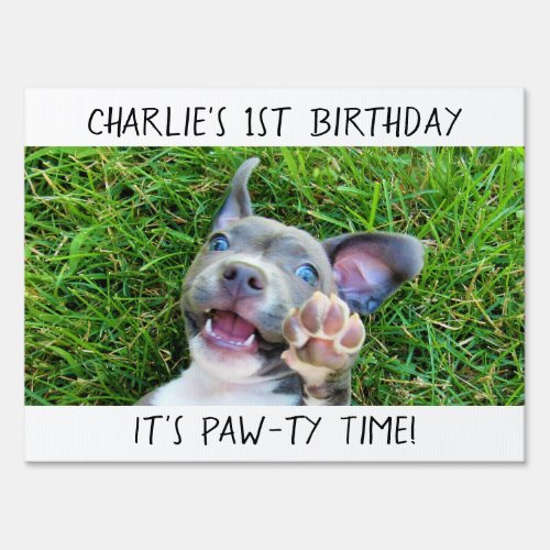 Personalized Custom Photo Puppy Dog Birthday Party Sign