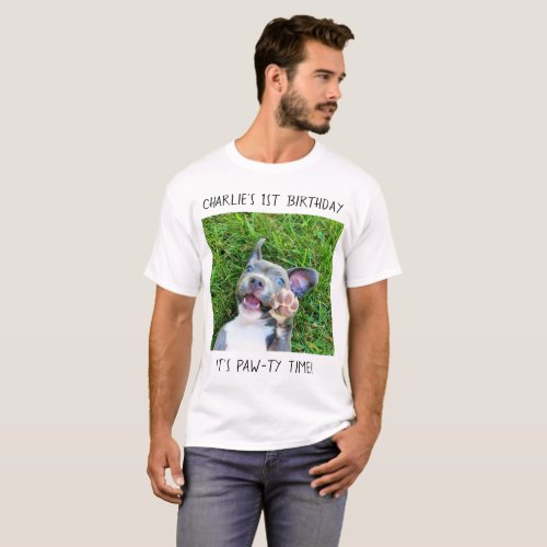 Personalized Custom Photo Puppy Dog Birthday Party T_Shirt
