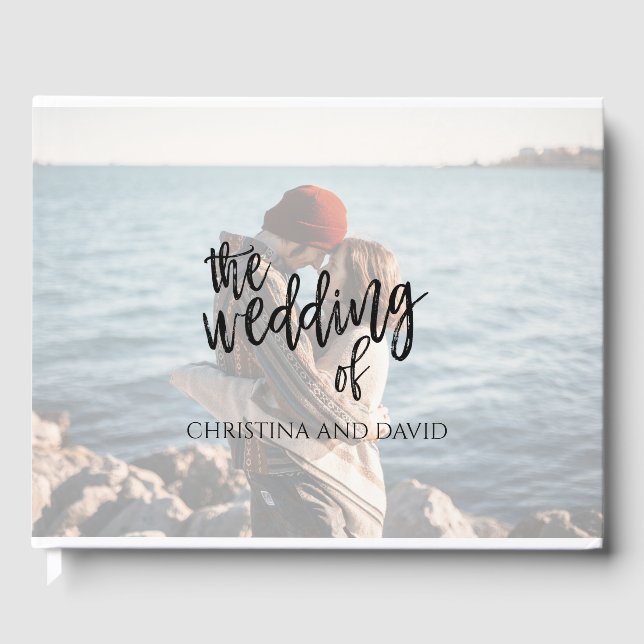 Personalized Custom Photo Romantic Modern Wedding Guest Book (Front)