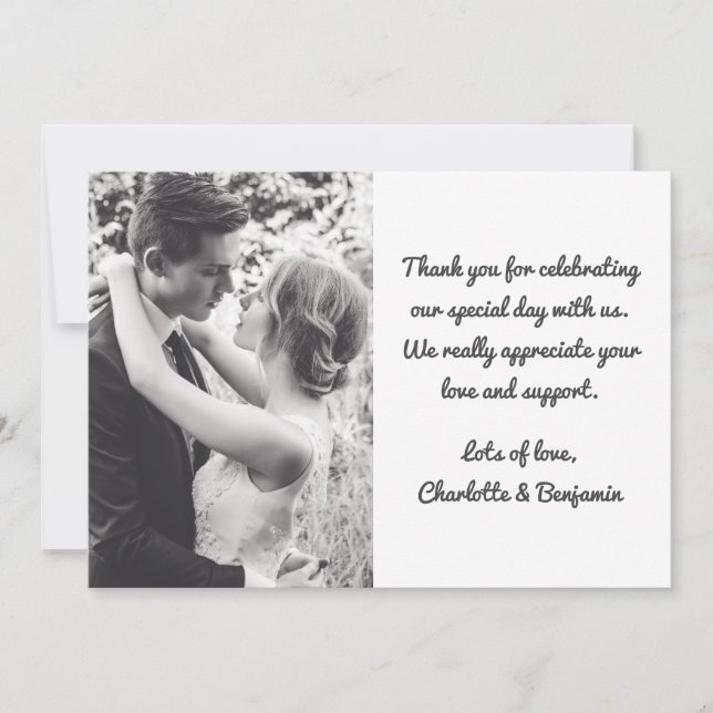 Personalized Custom Photo Stylish Romantic Wedding Thank You Card (Front)