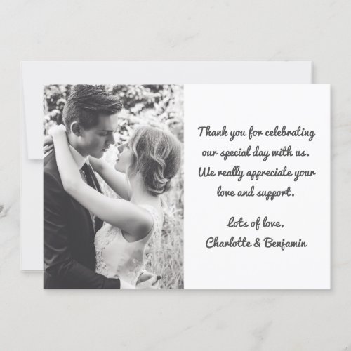 Personalized Custom Photo Stylish Romantic Wedding Thank You Card