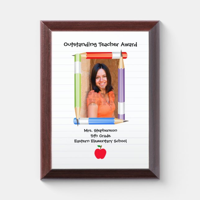 Personalized Custom Photo Teacher School Award Plaque (Vertical)