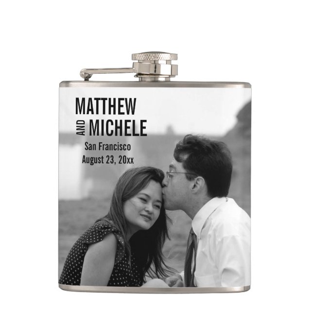 Personalized Custom Photo Wedding Flask (Front)