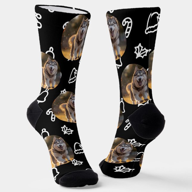 Personalized Custom Photo - Winter Celebration Socks (Angled)
