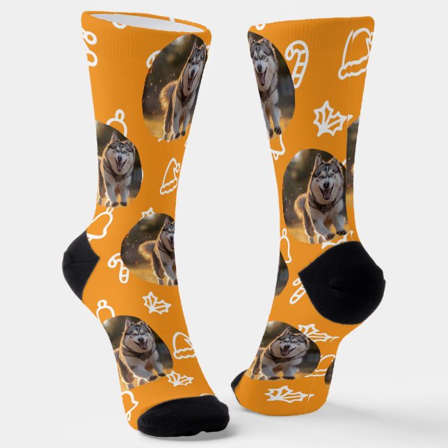 Personalized Custom Photo - Winter Celebration Socks (Angled)