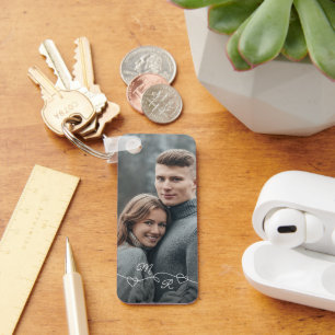 Personalized Custom Photograph And Love Hearts Keychain