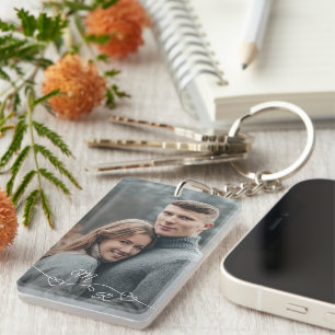 Personalized Custom Photograph And Love Hearts Keychain