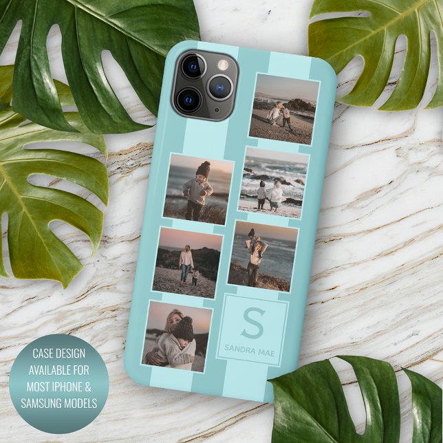 Personalized Custom Photos On Turquoise Aqua Blue Case-Mate iPhone Case (Creator Uploaded)
