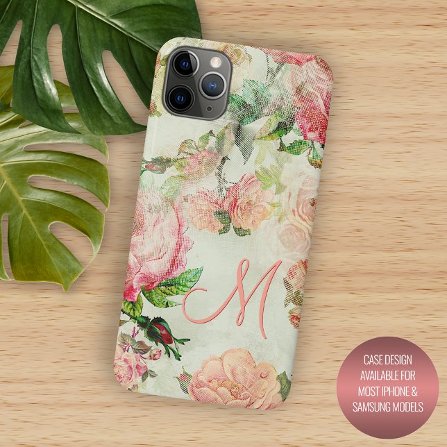 Personalized Custom Pink Floral Rose Pattern Case-Mate iPhone Case (Creator Uploaded)