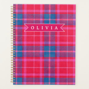 Personalized Custom Pink Fuchsia Plaid Preppy Planner