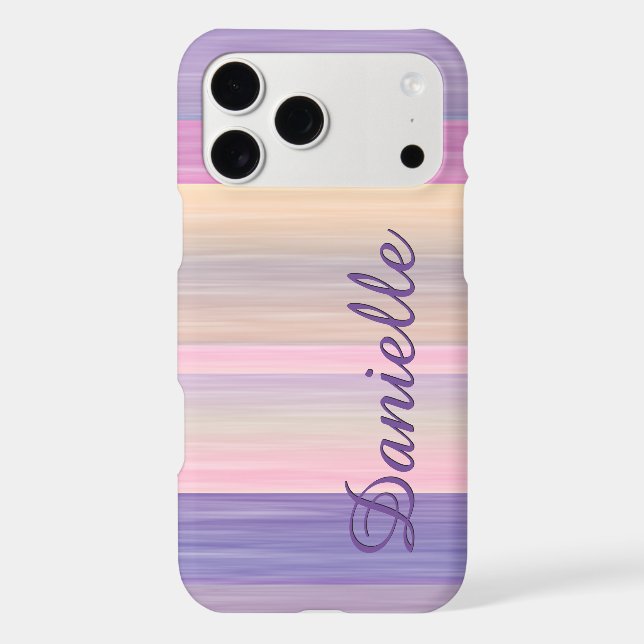 Personalized Custom Pink Purple Stripes Pattern Iphone Case (Back)