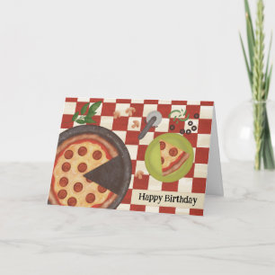 Personalized Custom Pizza Birthday Party Letterpress Thank You Card