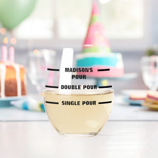 Personalized Custom Pour Line Funny Stemless Wine Glass