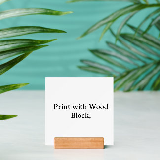 Personalized Custom Print with Wood Block, Holder