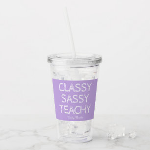 Personalized Custom Purple Teacher Gift Idea Acrylic Tumbler