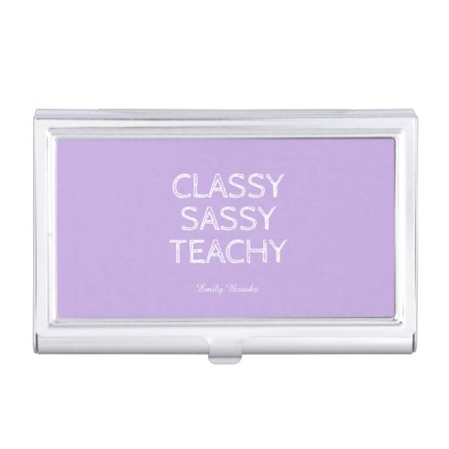 Personalized Custom Purple Teacher Gift Idea Business Card Case