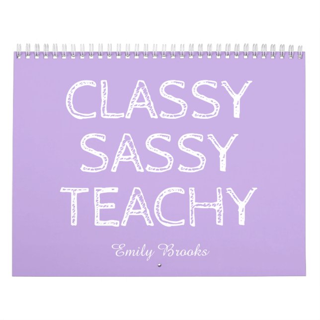 Personalized Custom Purple Teacher Gift Idea Calendar (Cover)