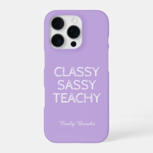 Personalized Custom Purple Teacher Gift Idea iPhone 16 Pro Case