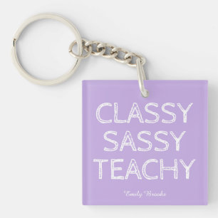 Personalized Custom Purple Teacher Gift Idea Keychain
