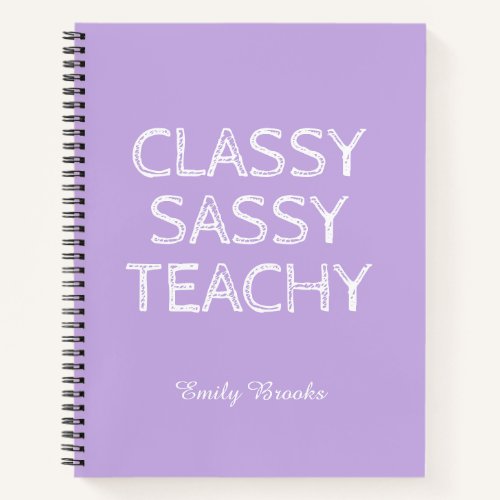 Personalized Custom Purple Teacher Gift Idea Notebook