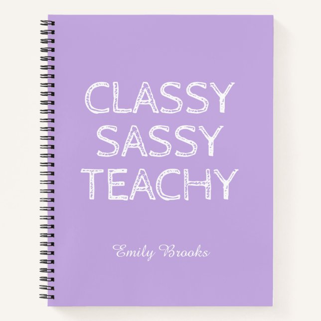 Personalized Custom Purple Teacher Gift Idea Notebook (Front)