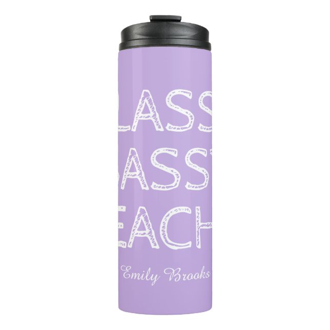 Personalized Custom Purple Teacher Gift Idea Thermal Tumbler (Front)