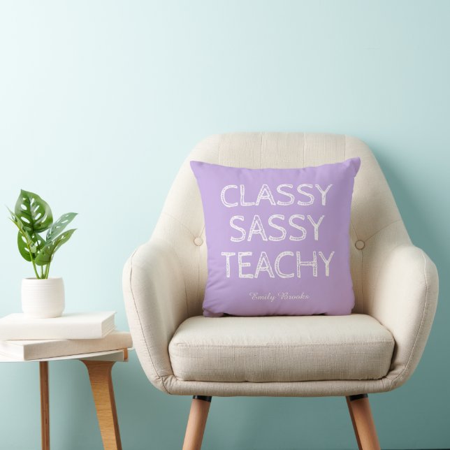Personalized Custom Purple Teacher Gift Idea Throw Pillow (Chair)